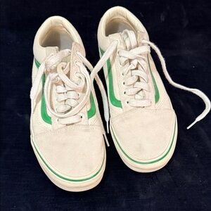 Vans White and Green OG Casual Sneakers Mens Size 9